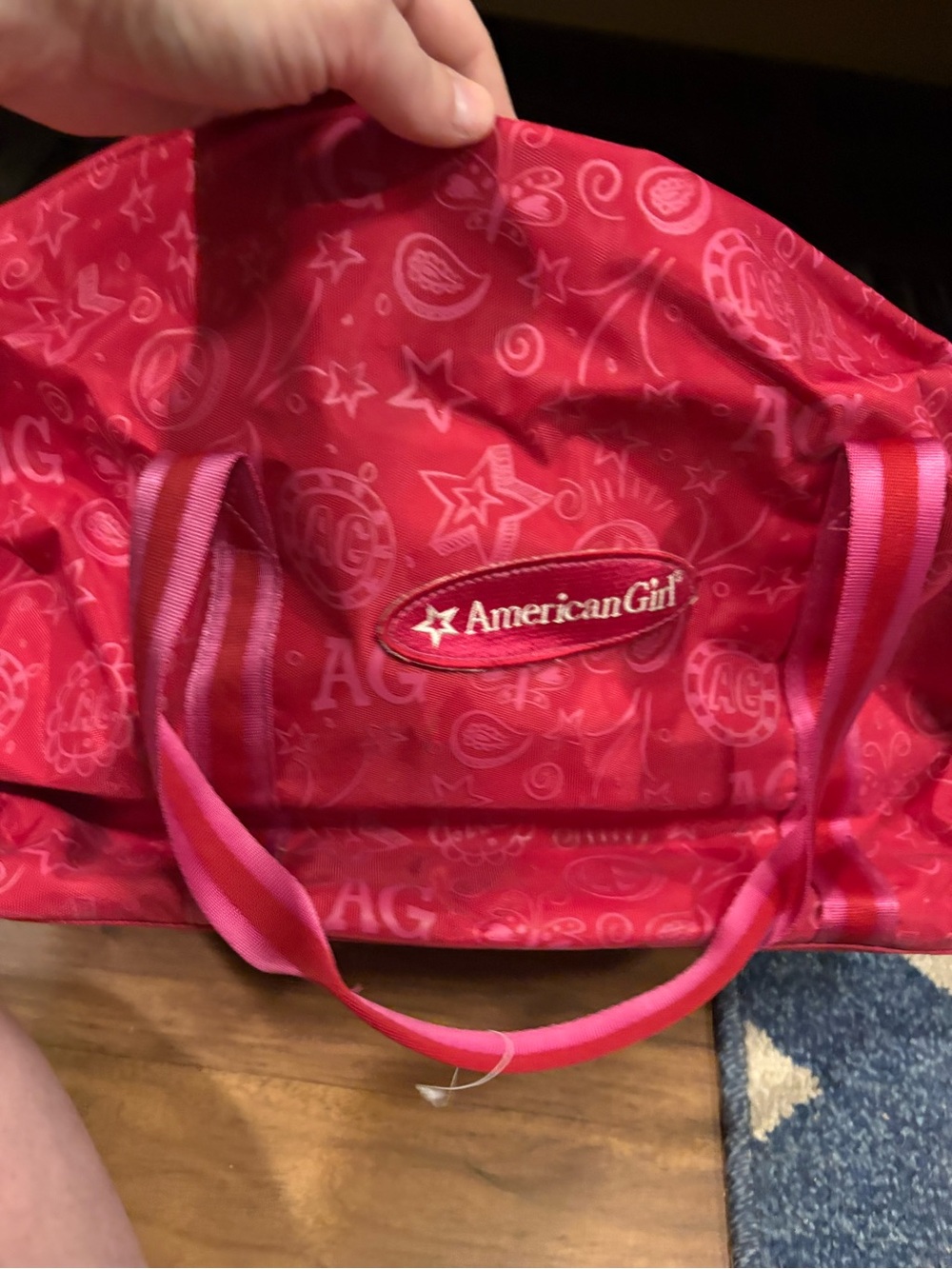 American Girl Hot Pink Patterned Tote Bag with Logo